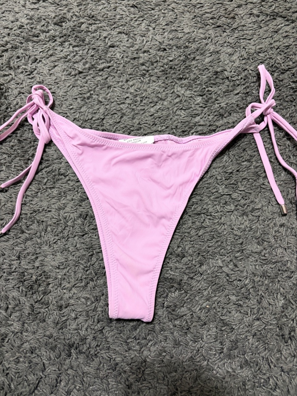 Lilac Ribbed Tie-Side Bikini Bottoms